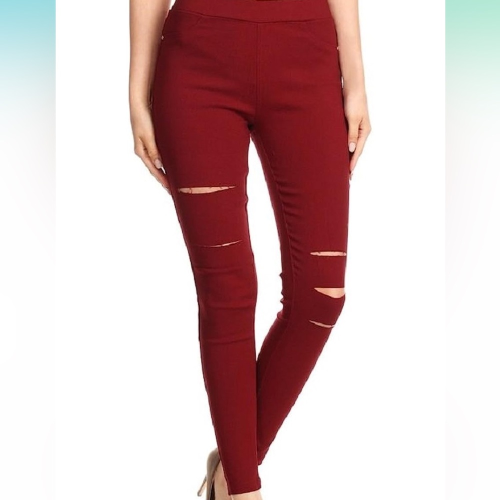 Jvini Women's Pull-On Ripped Distressed Stretch Legging Pants Denim Jean